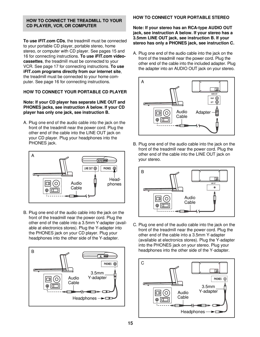 ProForm DRTL59222 user manual Cassettes, HOW to Connect Your Portable CD Player, HOW to Connect Your Portable Stereo 