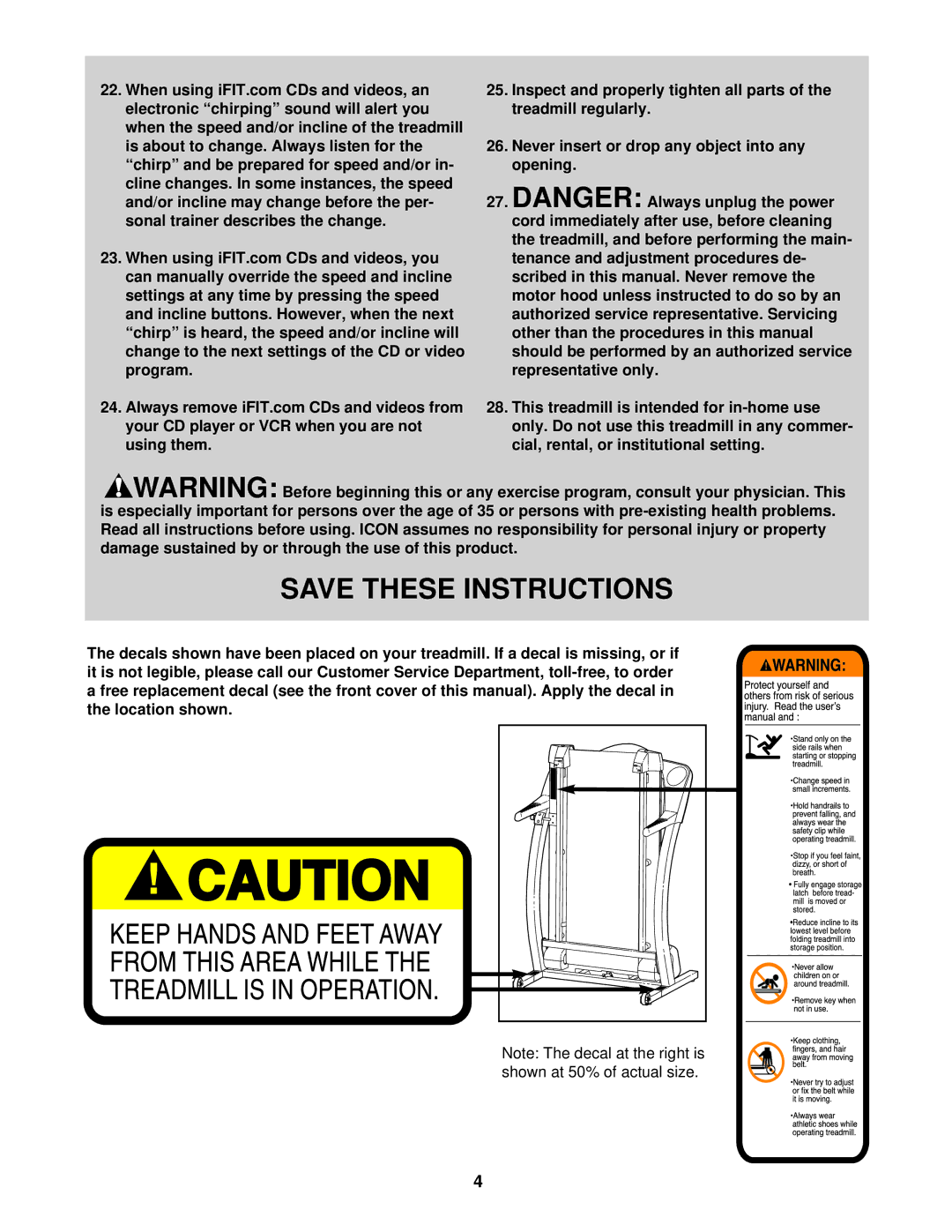 ProForm DRTL59222 user manual Never insert or drop any object into any opening 