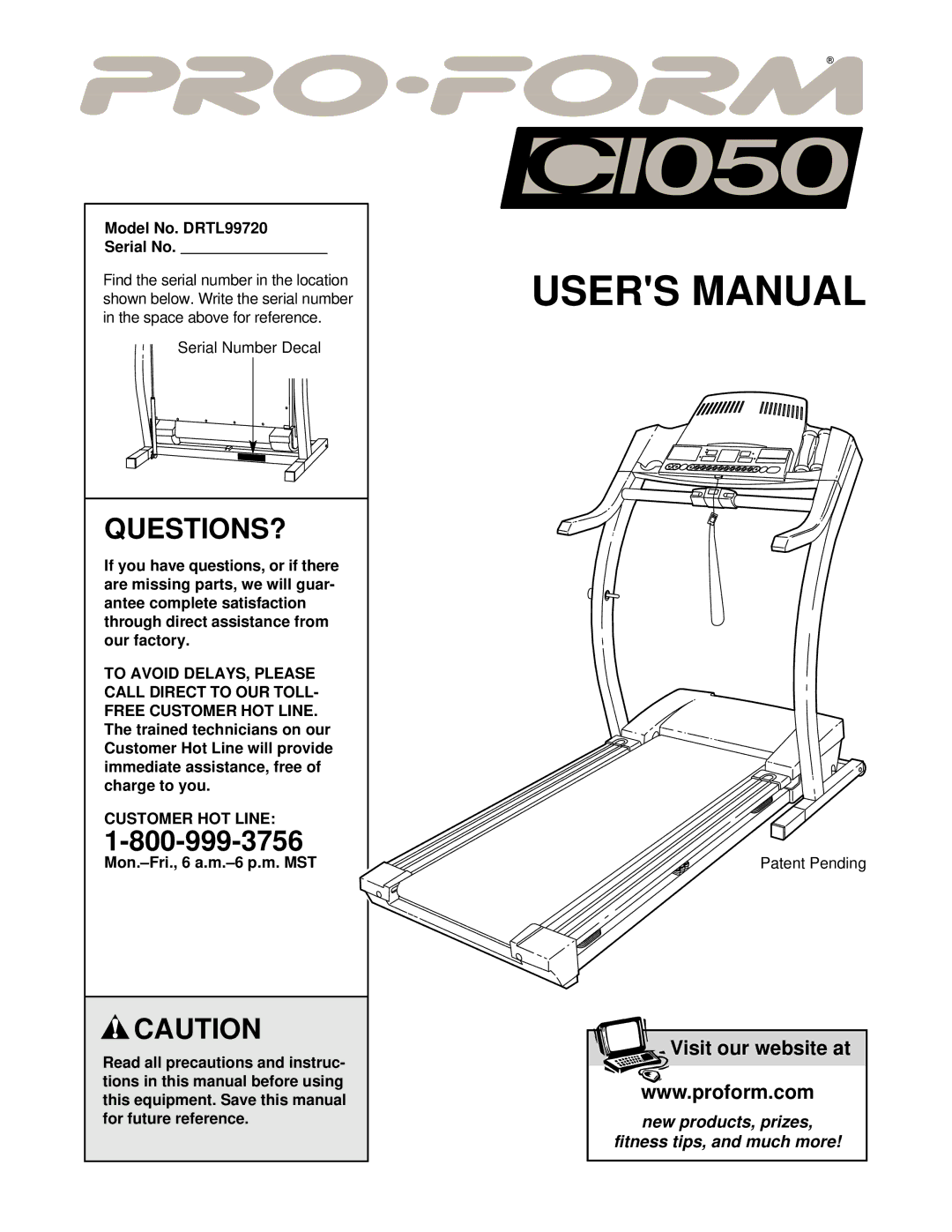 ProForm DRTL99720 user manual Questions?, Customer HOT Line 