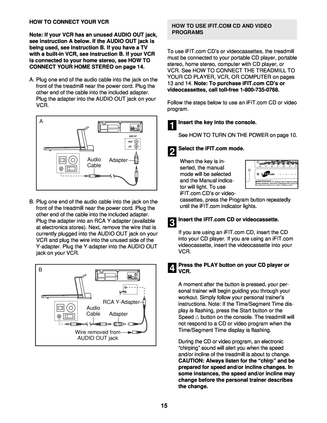 ProForm DRTL99720 user manual How To Connect Your Vcr, How To Use Ifit.Com Cd And Video Programs, Audio, Adapter, Cable 