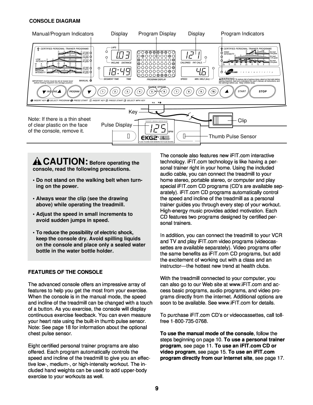 ProForm DRTL99720 Console Diagram, Adjust the speed in small increments to avoid sudden jumps in speed, see page, video 