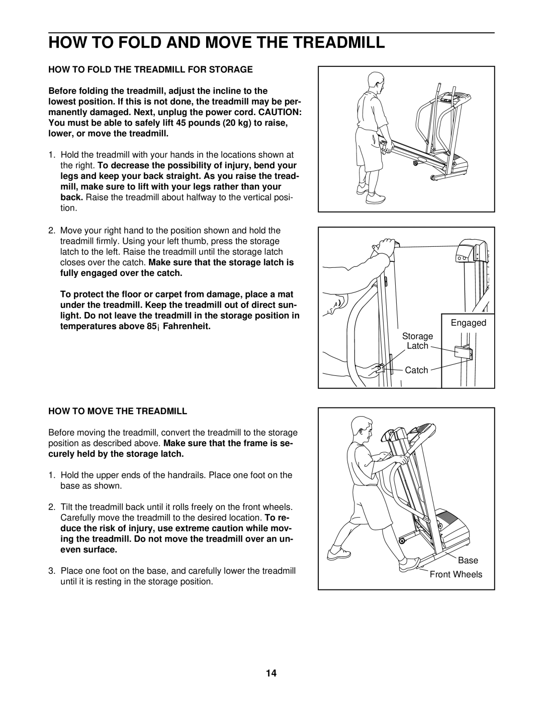 ProForm DTL32940 HOW to Fold and Move the Treadmill, HOW to Fold the Treadmill for Storage, HOW to Move the Treadmill 