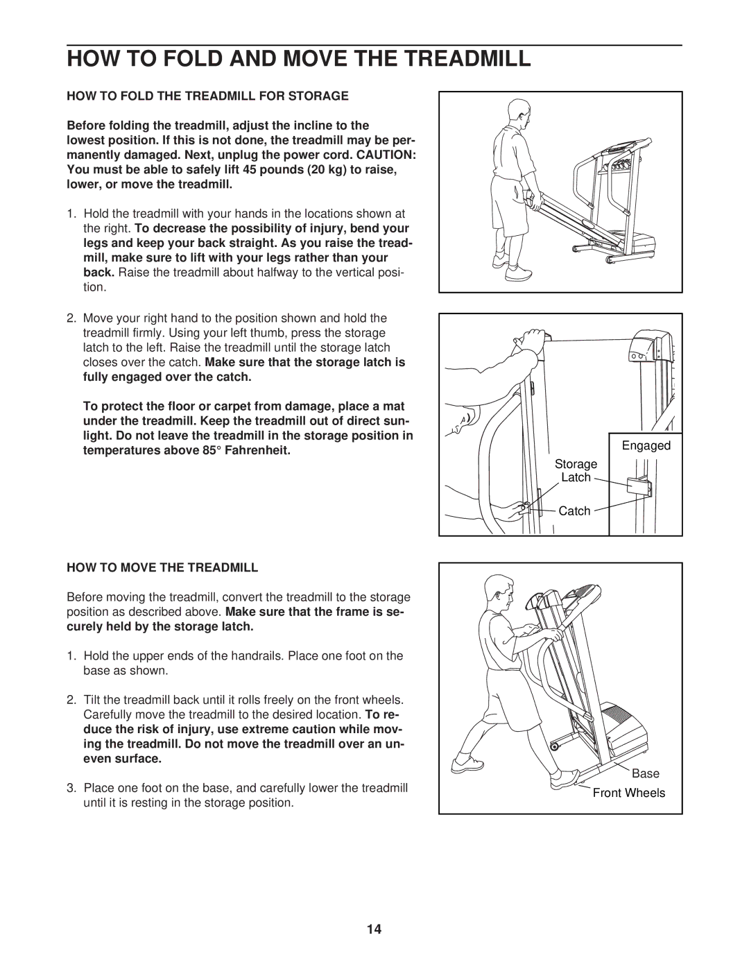 ProForm DTL33940 HOW to Fold and Move the Treadmill, HOW to Fold the Treadmill for Storage, HOW to Move the Treadmill 