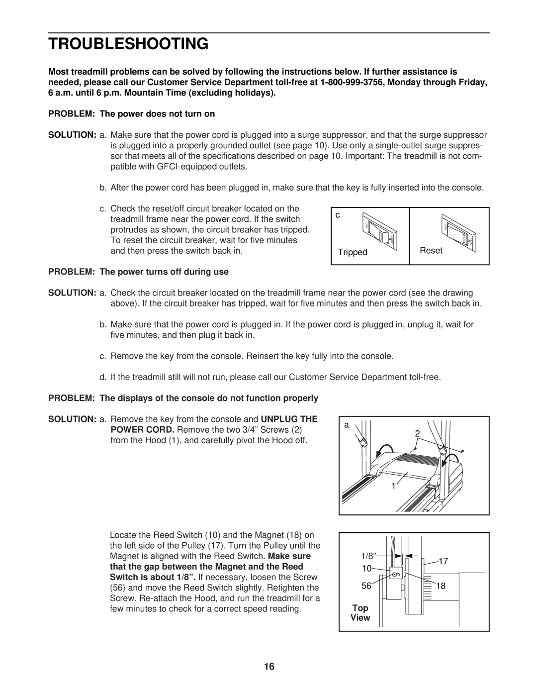 ProForm DTL33940 user manual Troubleshooting, Problem The power turns off during use, Top 