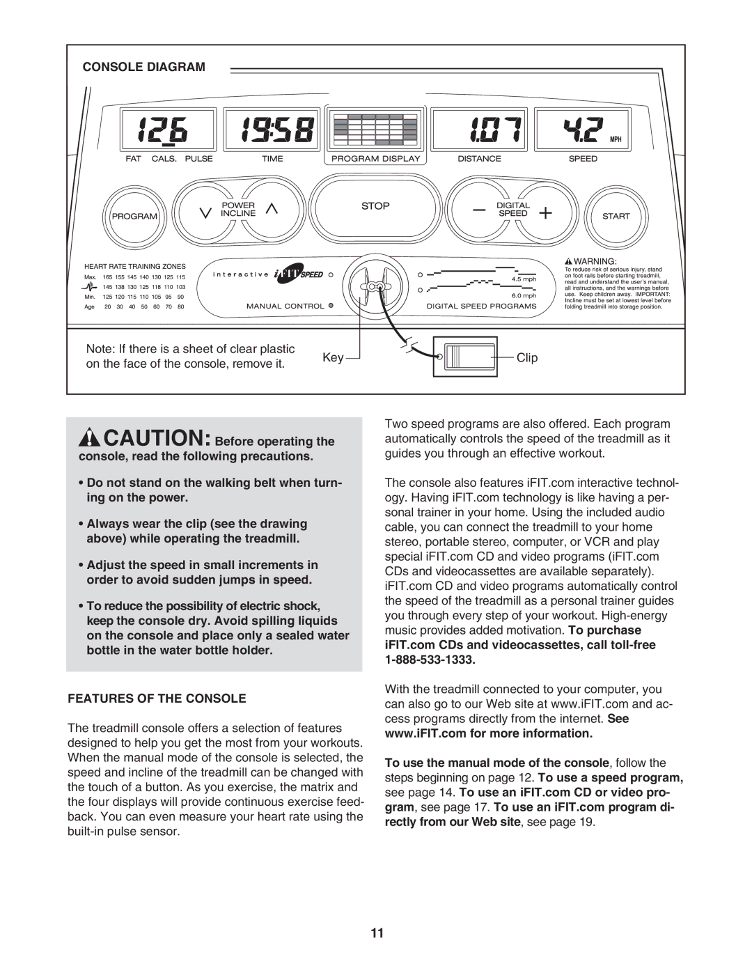 ProForm DTL42941 user manual Console Diagram, Features of the Console 