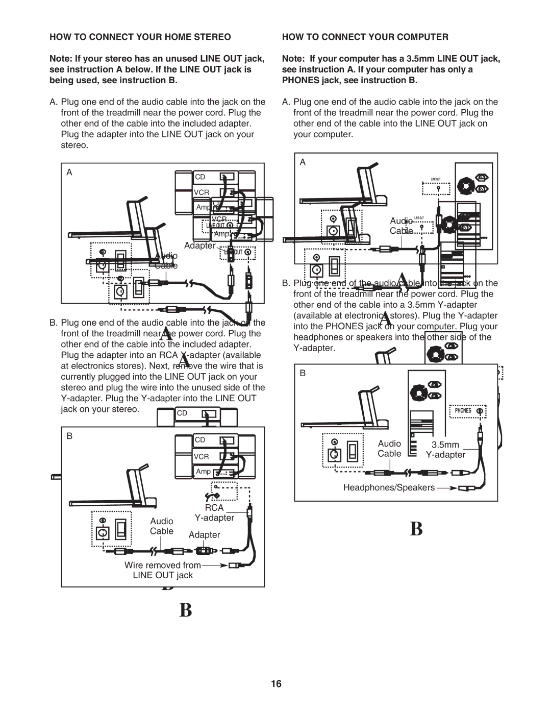 ProForm DTL4495C.0 user manual HOW to Connect Your Home Stereo, HOW to Connect Your Computer 