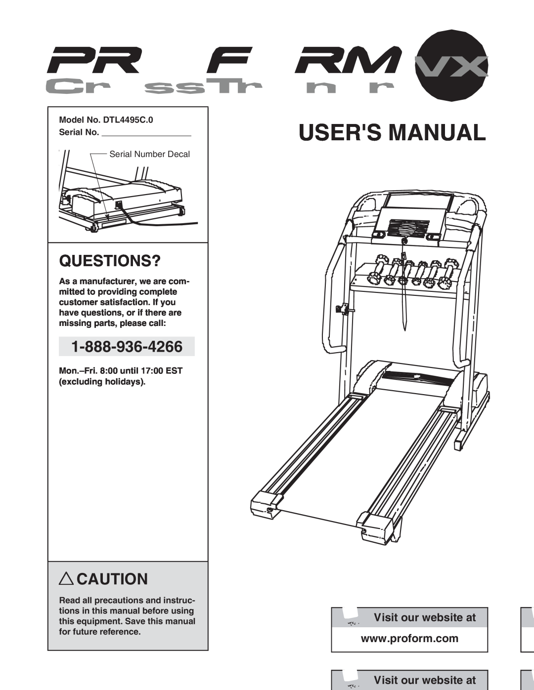 ProForm DTL4495C.0 user manual Questions?, Users Manual, Visit our website at 