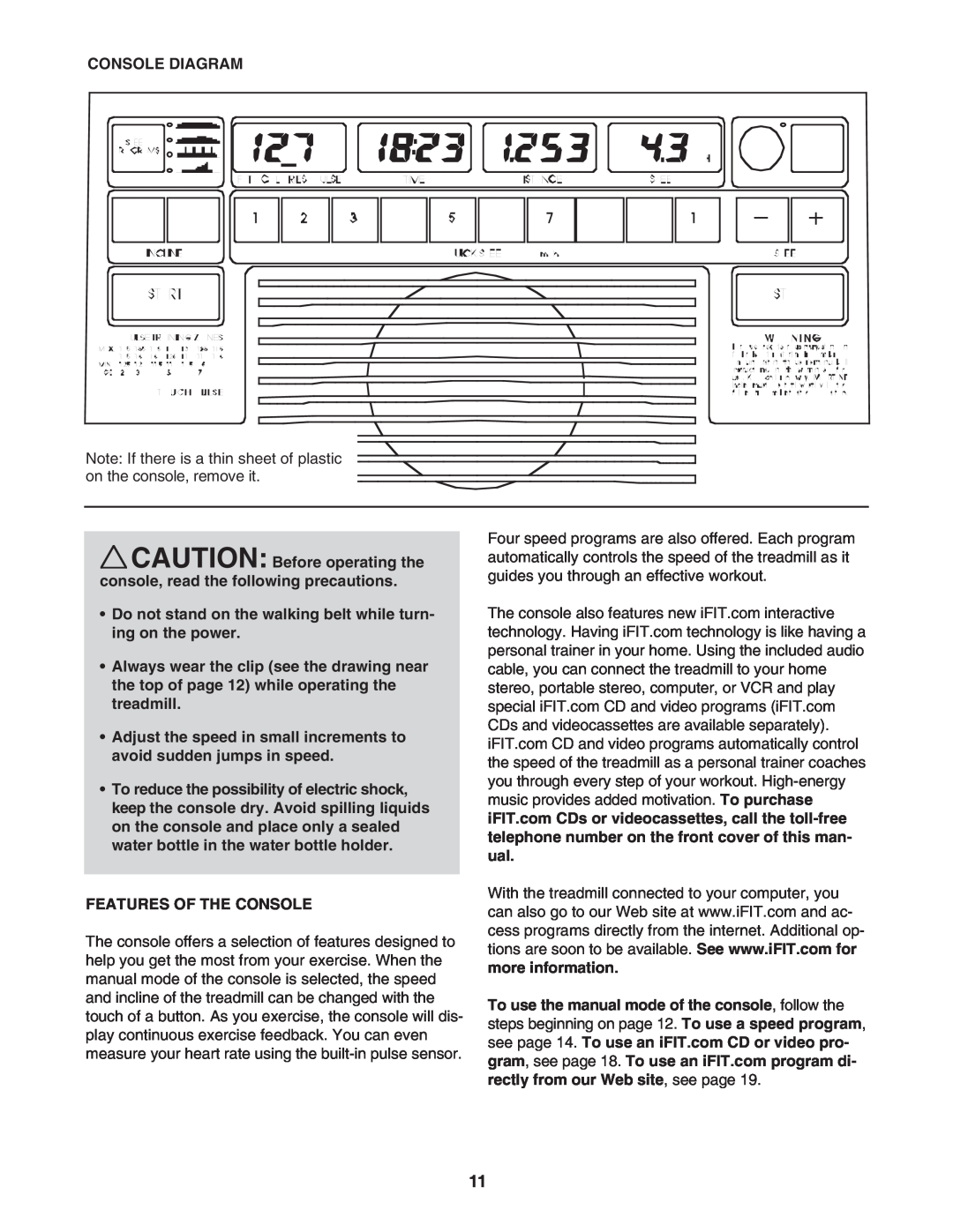 ProForm DTL4495C.0 user manual Console Diagram 
