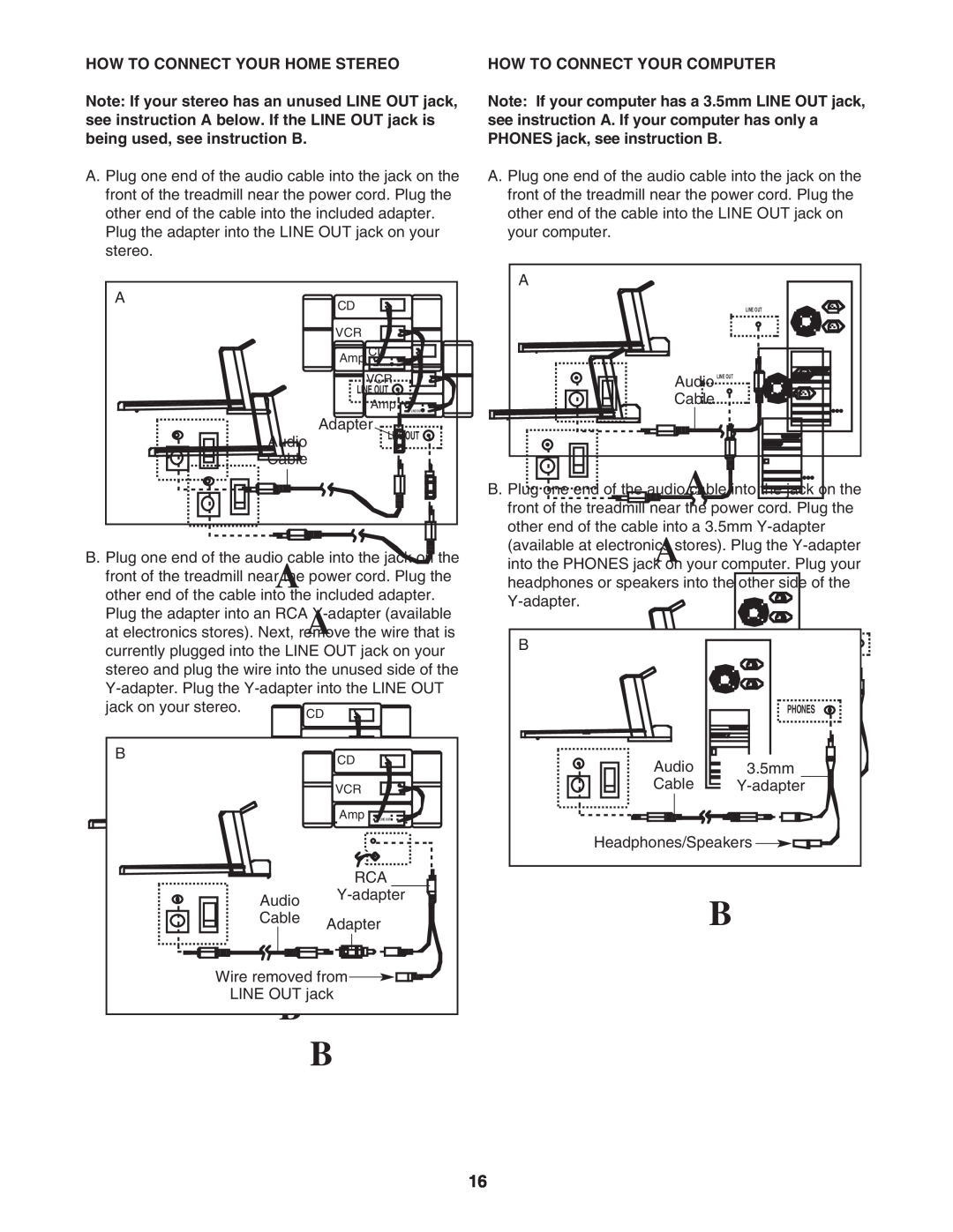 ProForm DTL4495C.0 user manual How To Connect Your Home Stereo, How To Connect Your Computer, Audio LINE OUT 