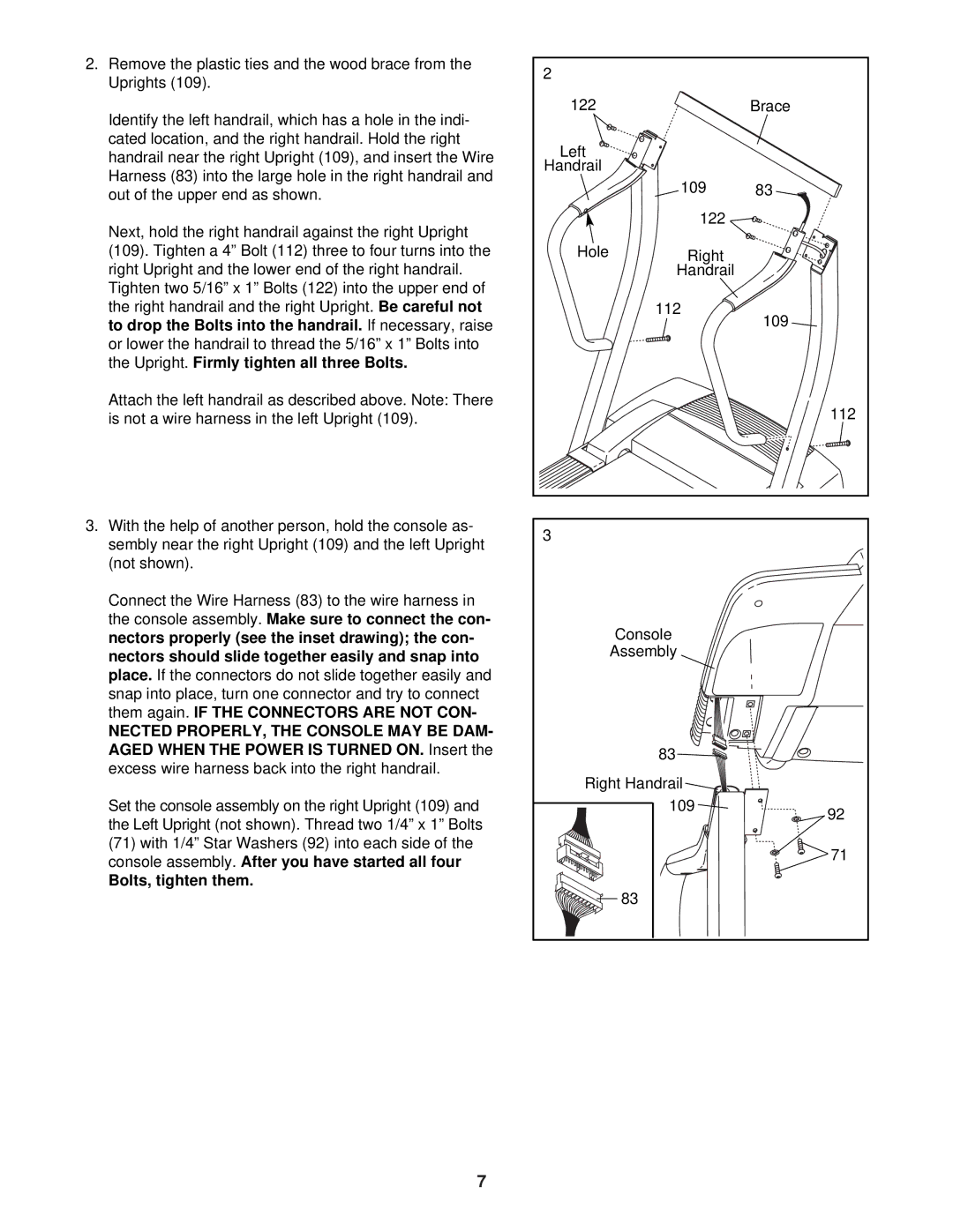 ProForm DTL52941 user manual Bolts, tighten them 