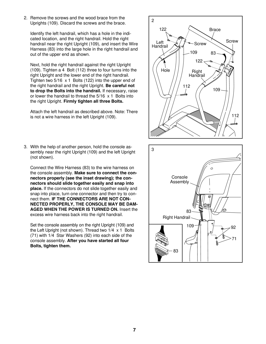 ProForm DTL52942 user manual Bolts, tighten them 