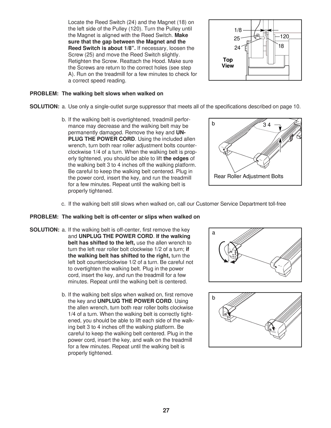 ProForm DTL62940 user manual Top View, Problem The walking belt slows when walked on 