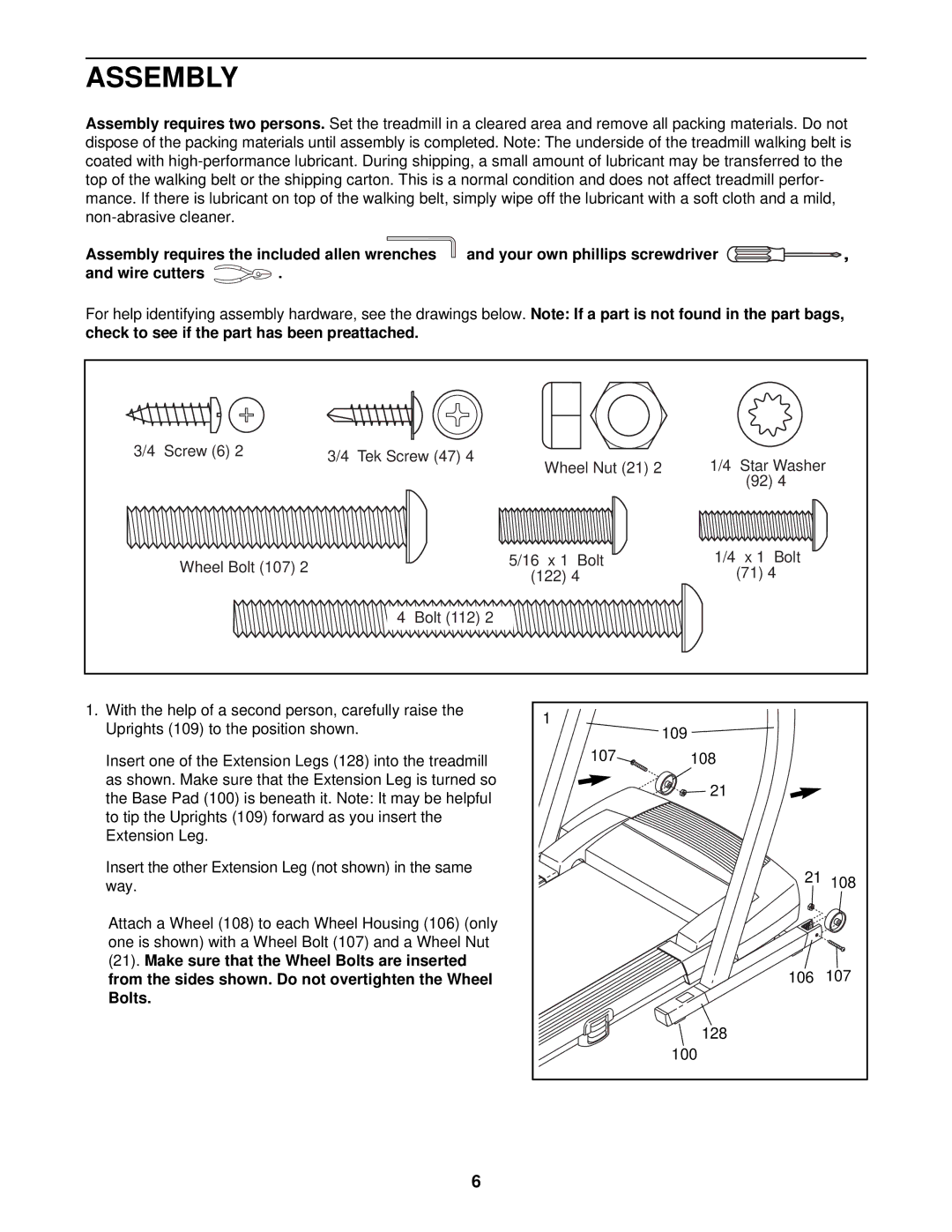 ProForm DTL62940 user manual Assembly, Check to see if the part has been preattached 