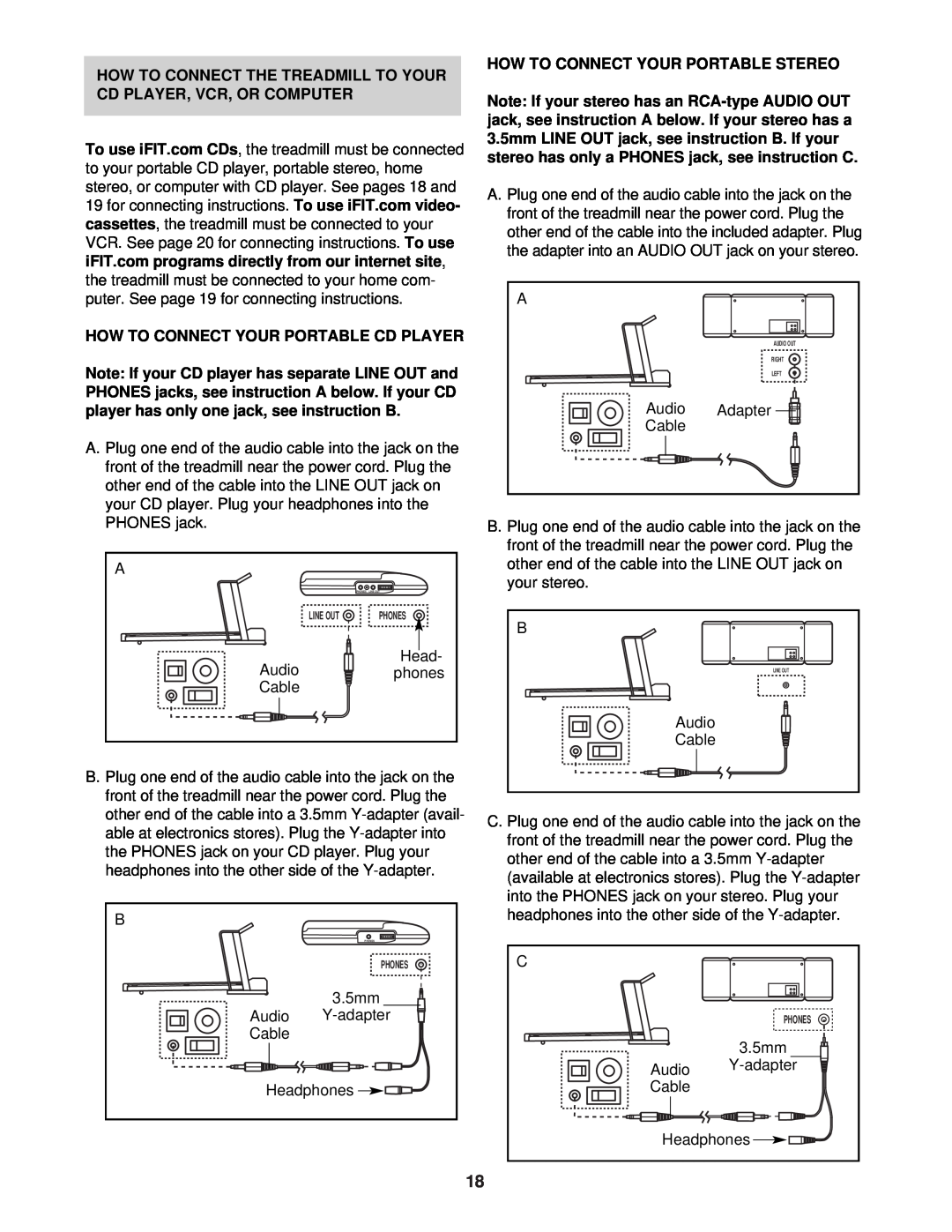 ProForm DTL72940 How To Connect The Treadmill To Your Cd Player, Vcr, Or Computer, How To Connect Your Portable Cd Player 