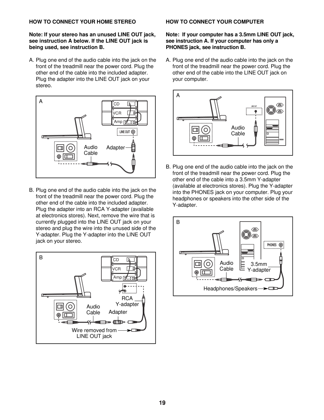 ProForm DTL72940 user manual How To Connect Your Home Stereo, How To Connect Your Computer, Amp LINE OUT, Line Out 