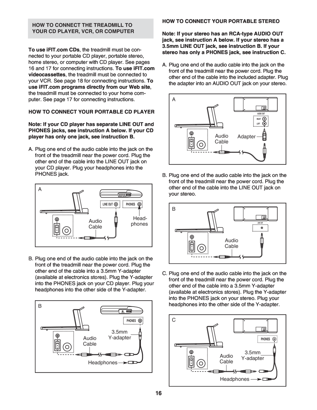 ProForm DTL73942 How To Connect The Treadmill To Your Cd Player, Vcr, Or Computer, How To Connect Your Portable Cd Player 