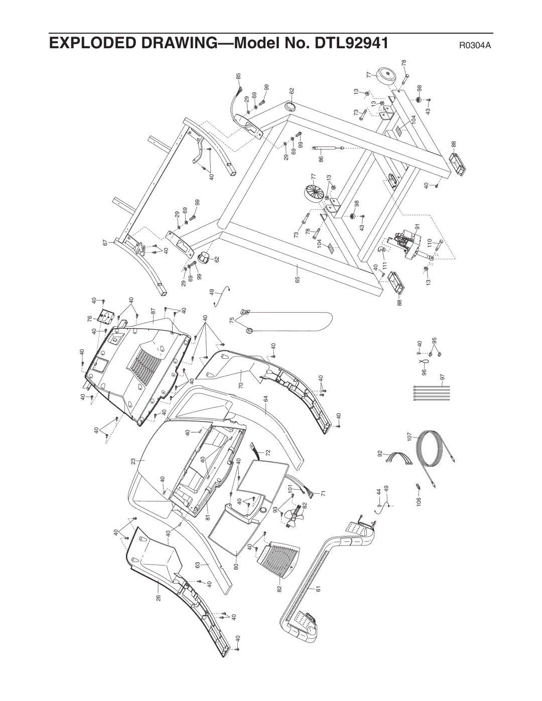 ProForm DTL92941 user manual Exploded DRAWING-Model No 