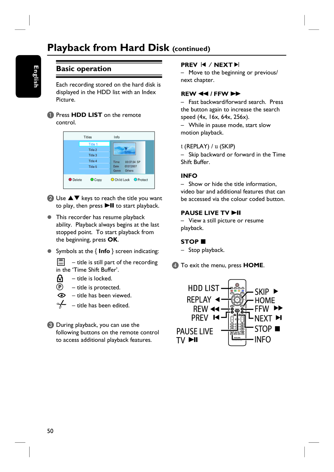 ProForm DVDR3570H user manual Basic operation, Prev í / NEXTë, Move to the beginning or previous/ next chapter 