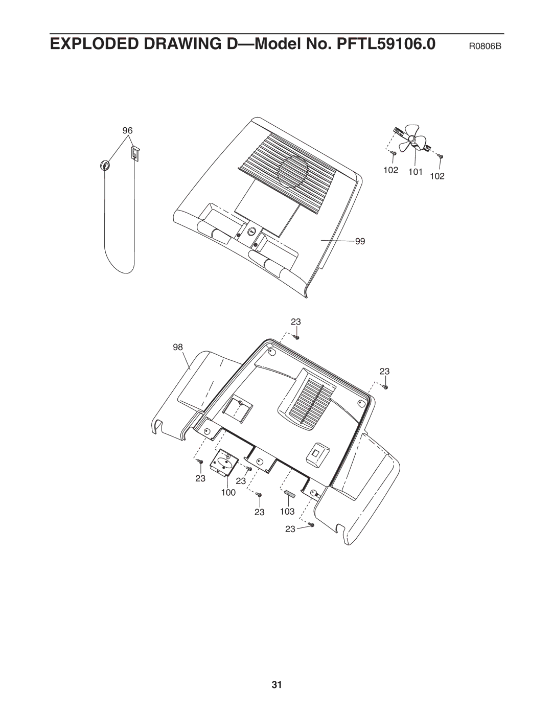 ProForm user manual Exploded Drawing D-Model No. PFTL59106.0 R0806B 