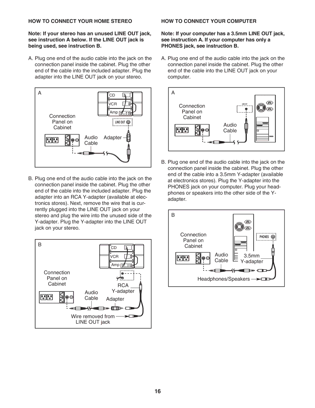 ProForm HGTL09111O, HGTL09111M user manual HOW to Connect Your Home Stereo, HOW to Connect Your Computer 