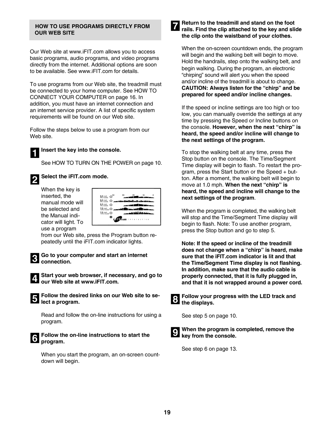 ProForm HGTL09111M HOW to USE Programs Directly from OUR WEB Site, Follow the on-line instructions to start Program 