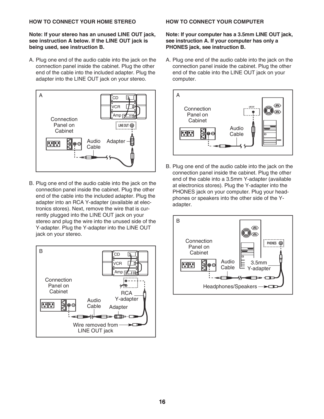 ProForm HGTL09111O, HGTL09111M user manual How To Connect Your Home Stereo, How To Connect Your Computer 