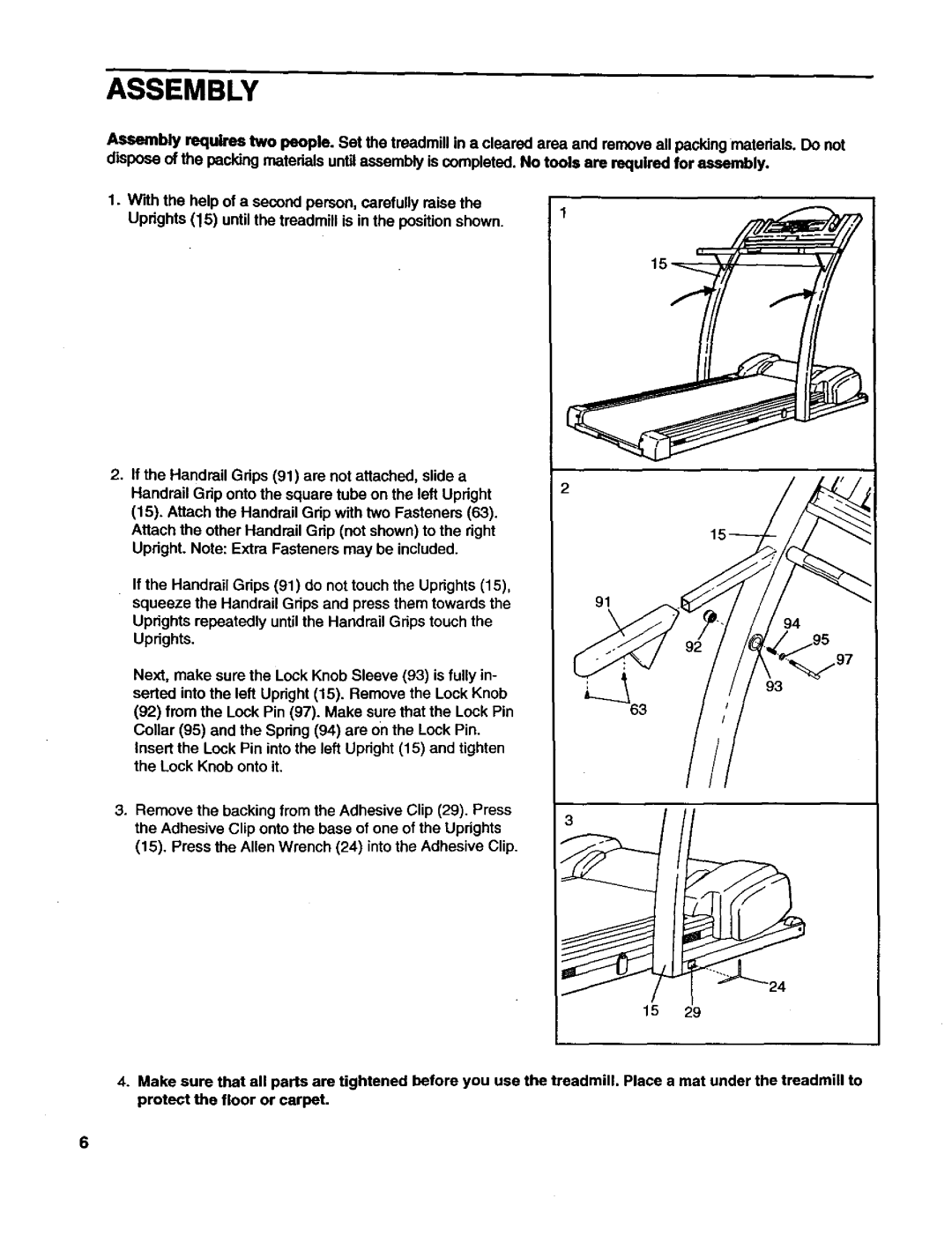 ProForm J81I user manual Assembly 