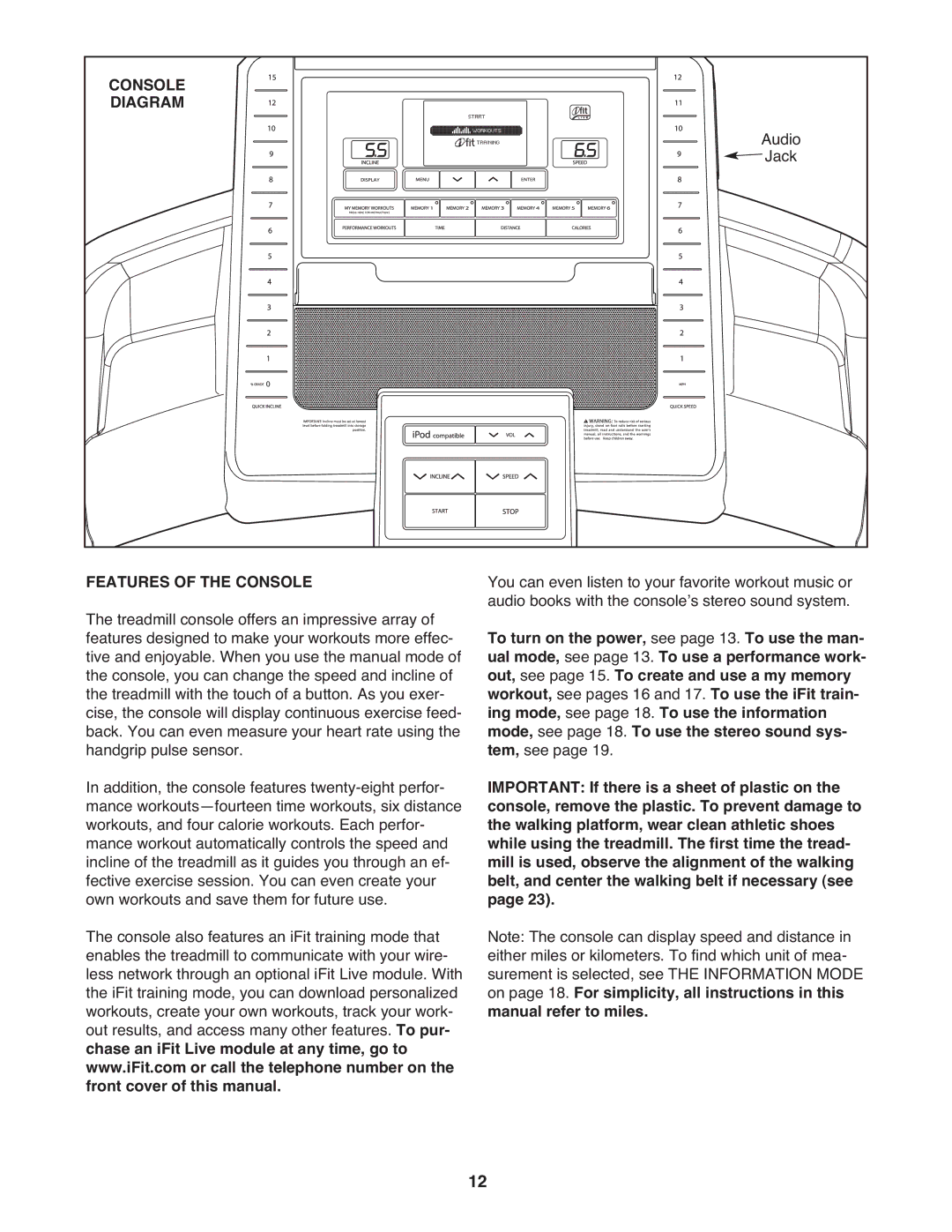 ProForm Not AvailablePFTL13810.0 user manual Console Diagram, Features of the Console 