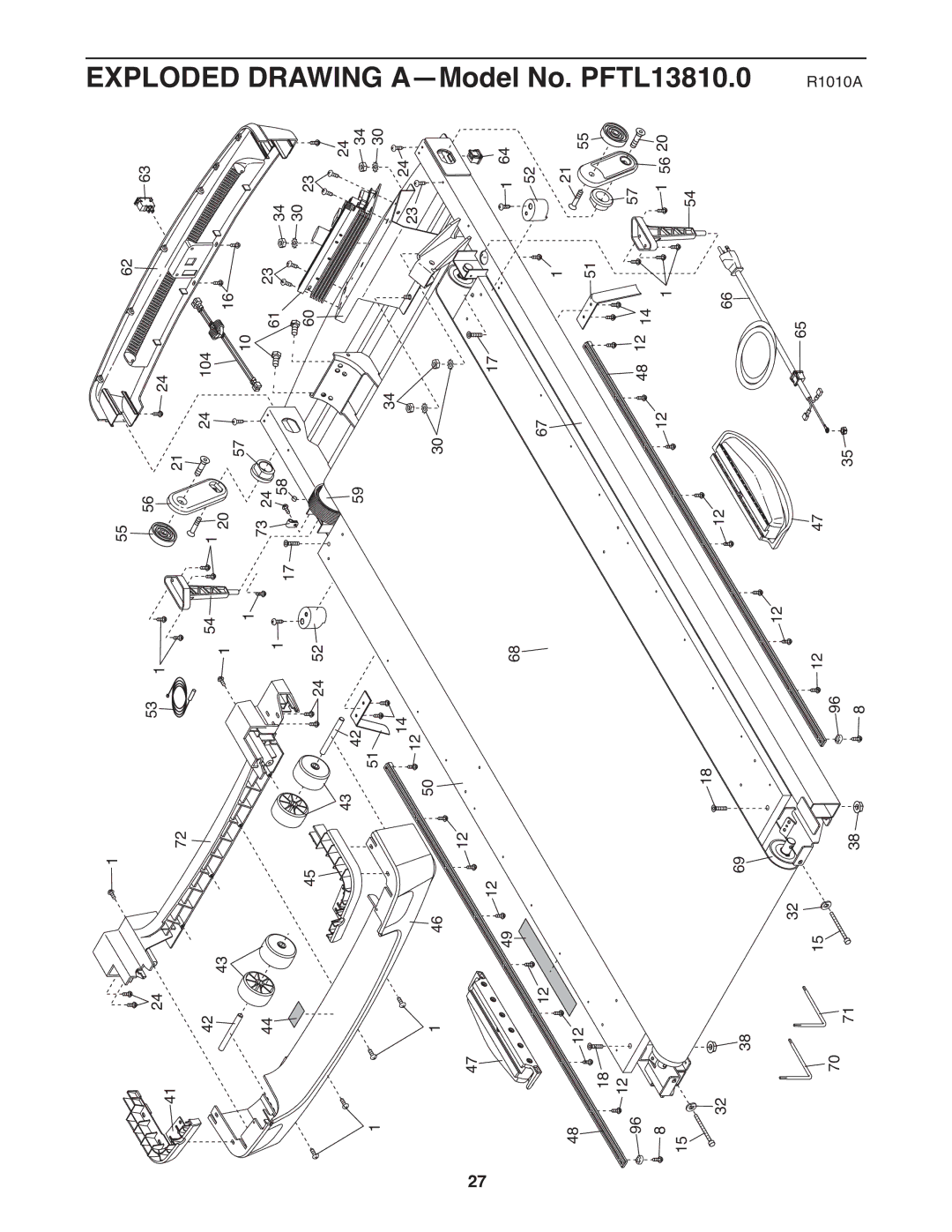 ProForm Not AvailablePFTL13810.0 user manual Exploded Drawing A-Model No. PFTL13810.0 R1010A 