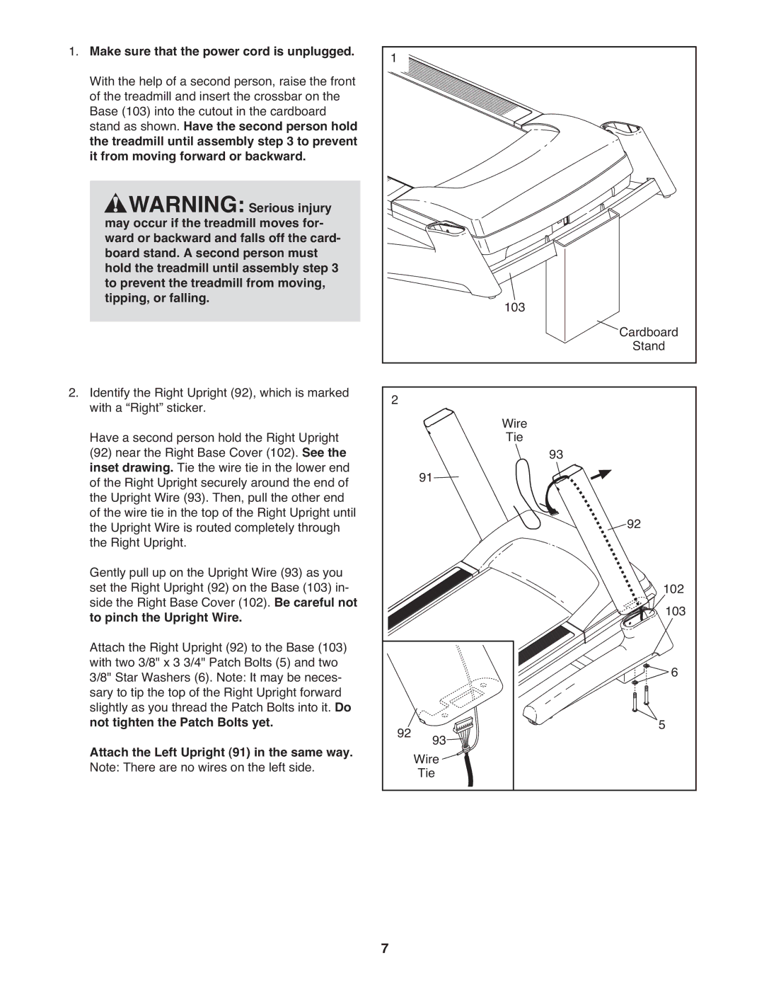 ProForm Not AvailablePFTL13810.0 user manual Make sure that the power cord is unplugged, Tipping, or falling 