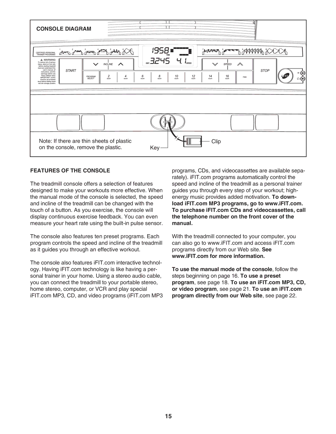 ProForm PATL30706.0 user manual Console Diagram, Features of the Console 