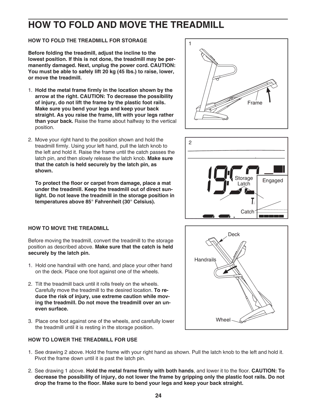 ProForm PATL30706.0 HOW to Fold and Move the Treadmill, HOW to Fold the Treadmill for Storage, HOW to Move the Treadmill 