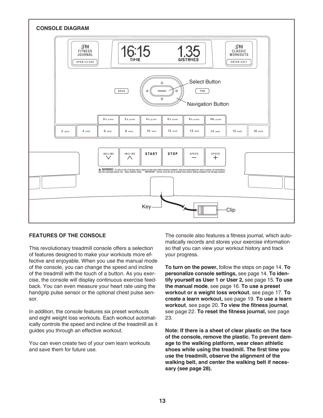 ProForm PATL40707.0 user manual Console Diagram, Features of the Console 