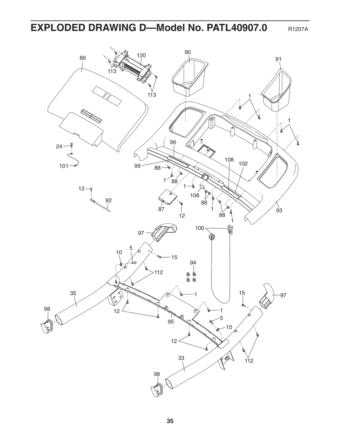 ProForm user manual Exploded Drawing D-Model No. PATL40907.0 