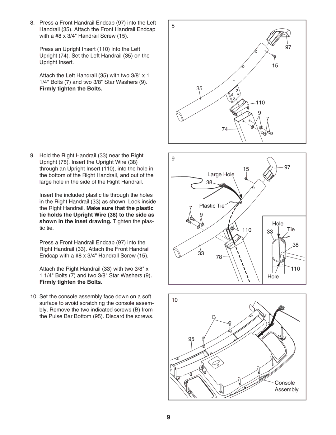 ProForm PATL40907.0 user manual Firmly tighten the Bolts 