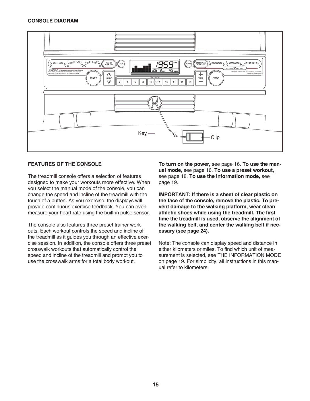 ProForm PATL49708.0 user manual Console Diagram, Features of the Console 