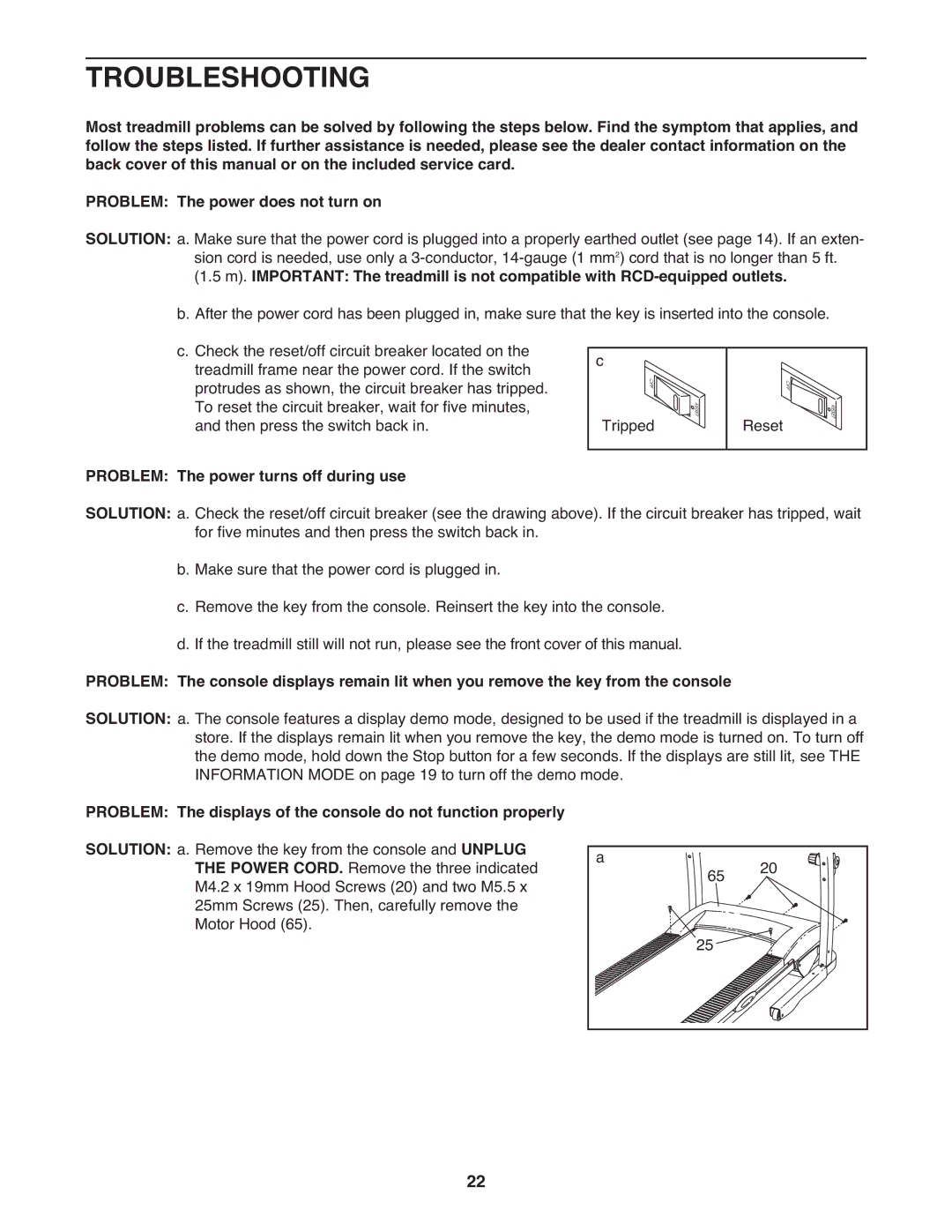 ProForm PATL49708.0 user manual Troubleshooting, Problem The power turns off during use 