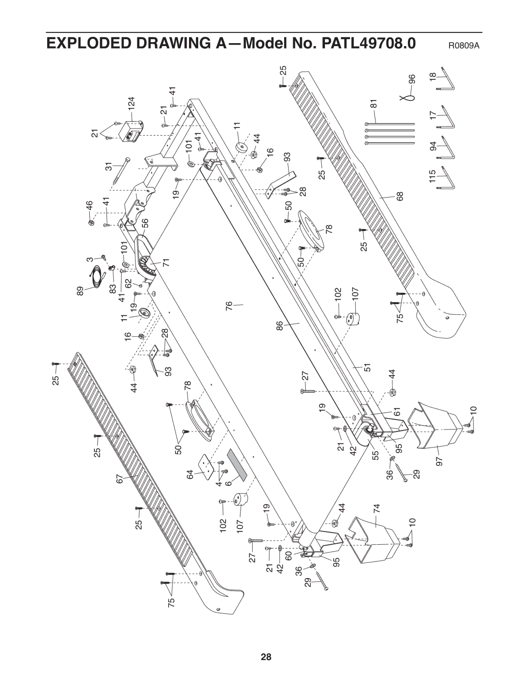 ProForm user manual Exploded Drawing A-Model No. PATL49708.0 R0809A 