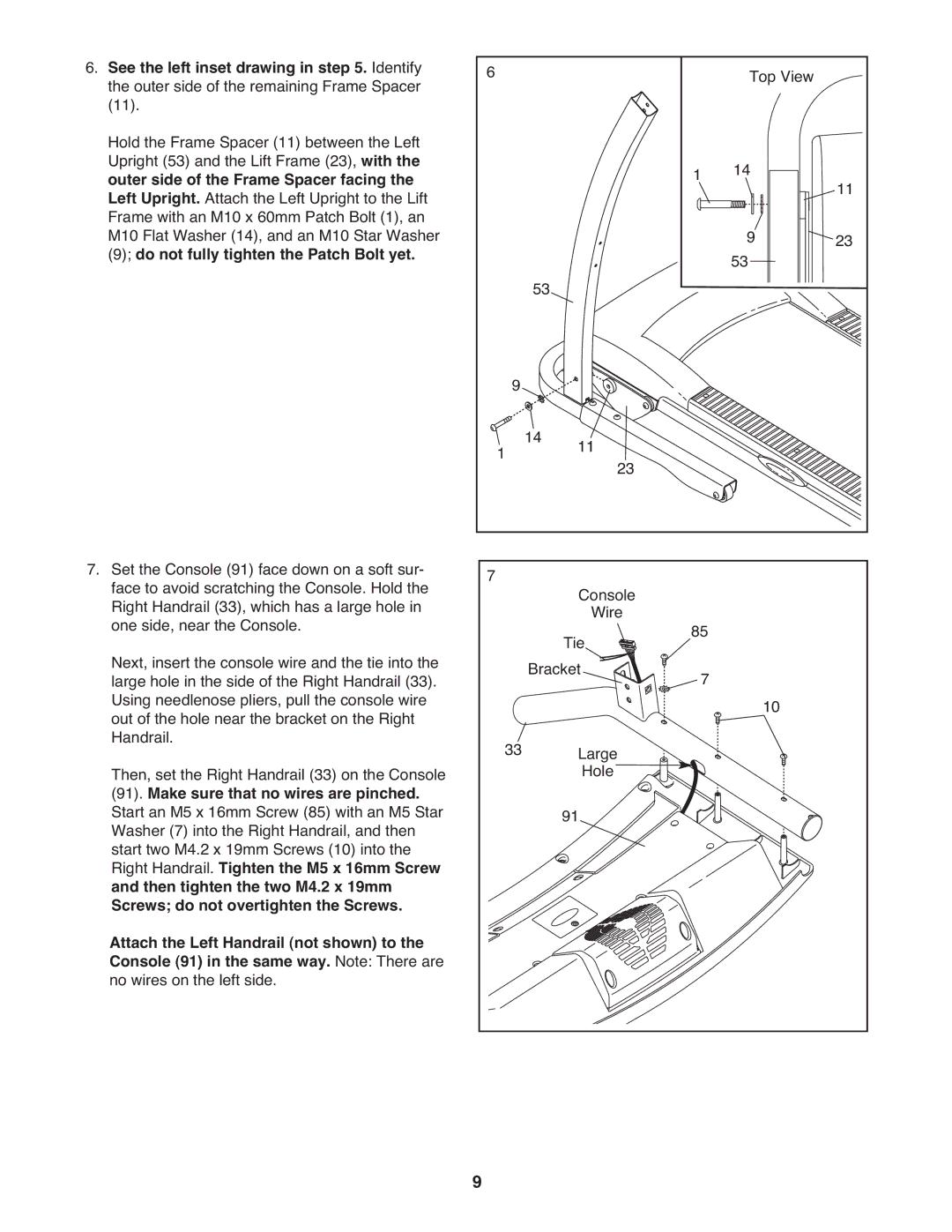 ProForm PATL49708.0 user manual Top View Console Tie Wire Bracket Large Hole 