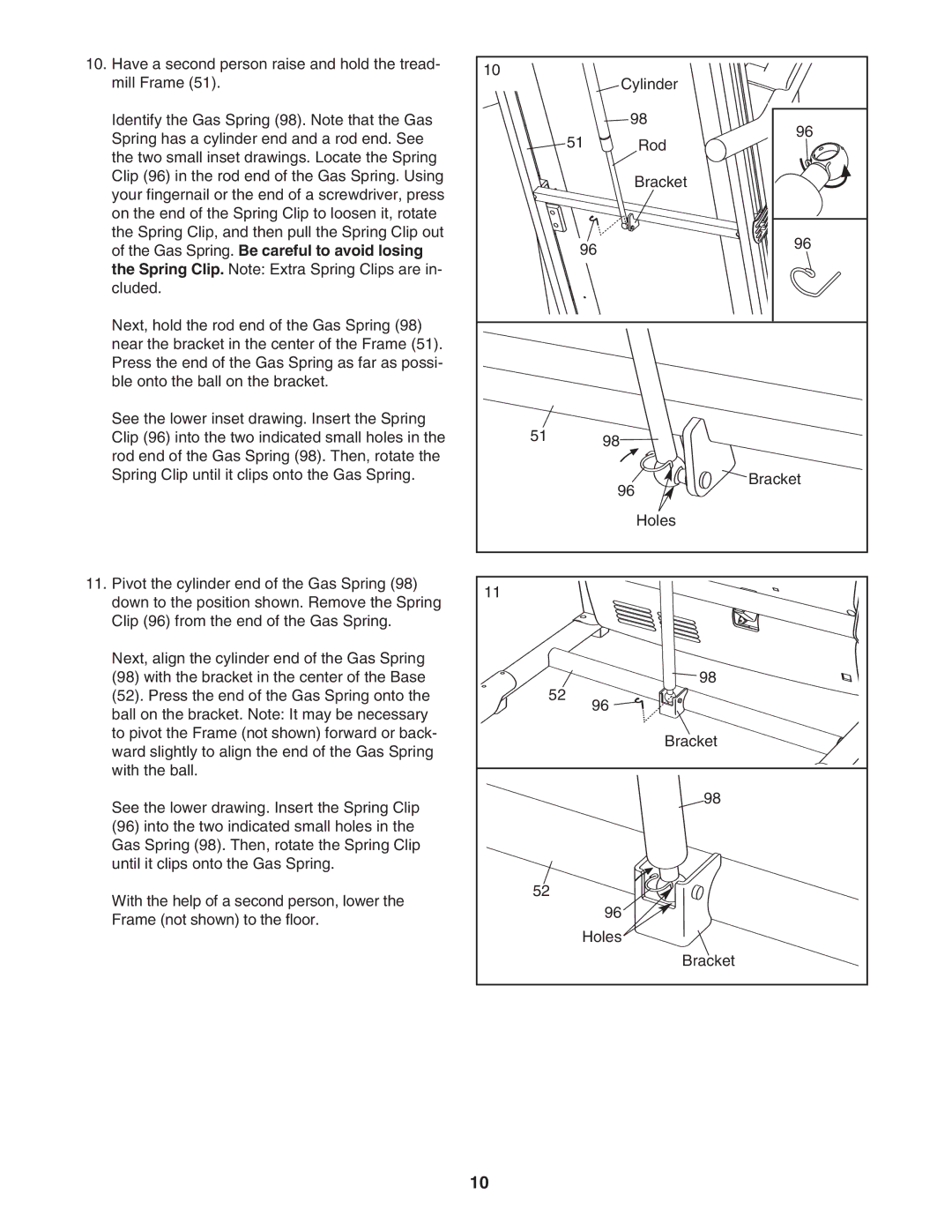 ProForm PATL50707.0 user manual Gas Spring. Be careful to avoid losing 