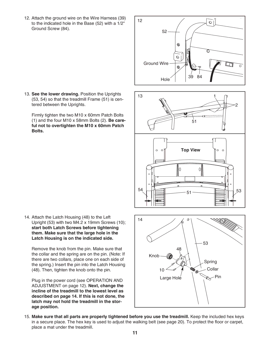 ProForm PATL50707.0 user manual Knob Spring Collar Large Hole Pin 