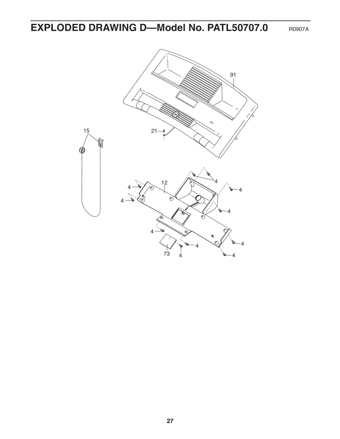 ProForm user manual Exploded Drawing D-Model No. PATL50707.0 