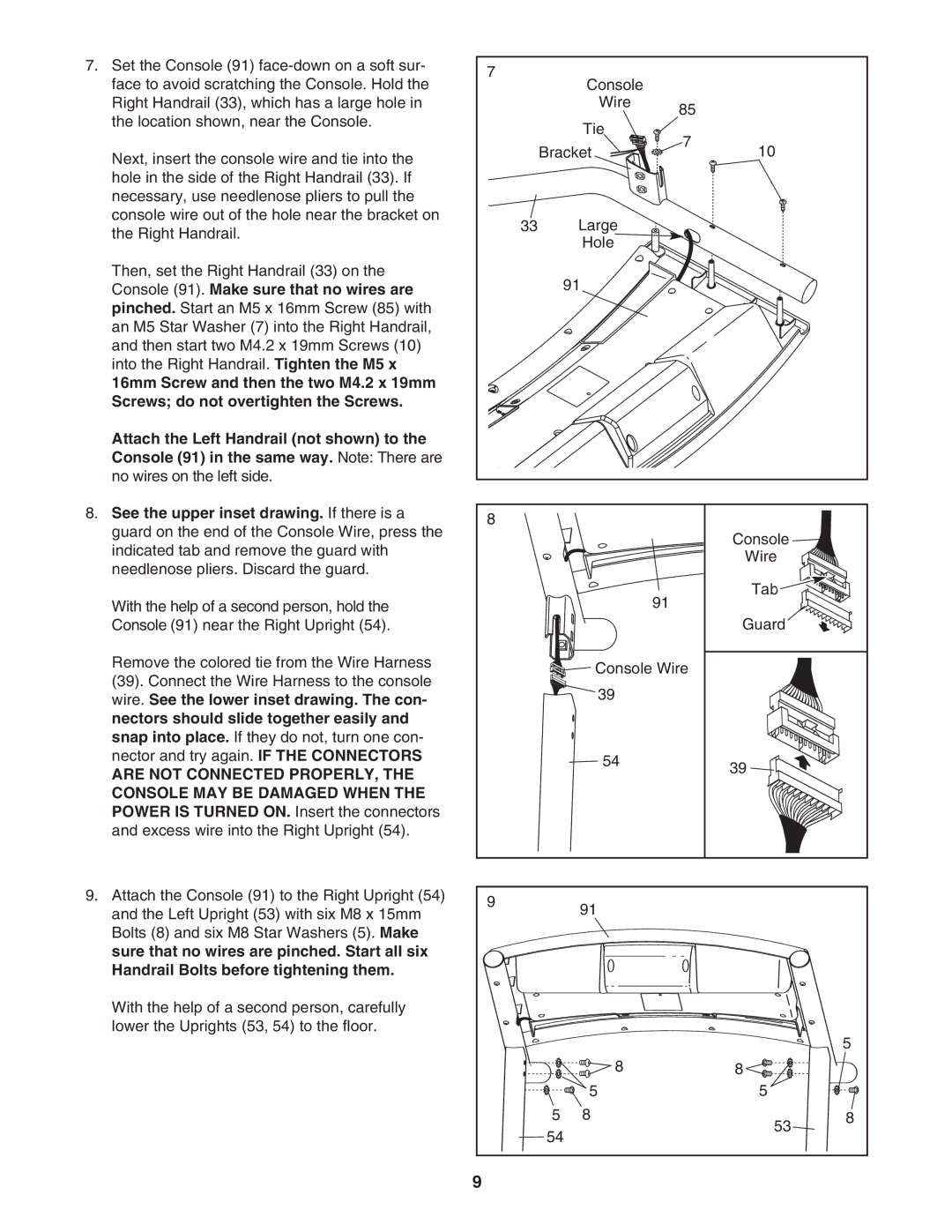 ProForm PATL50707.0 user manual Console Wire Tie Bracket Large Hole Con sole 