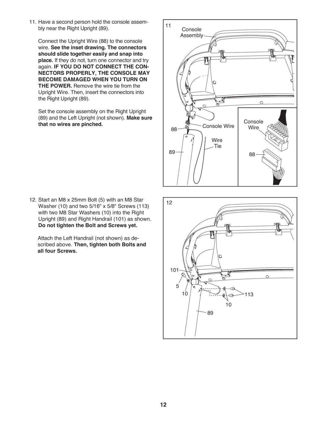 ProForm PATL59910.0 user manual Console Assembly Console Wire Tie 101 113 