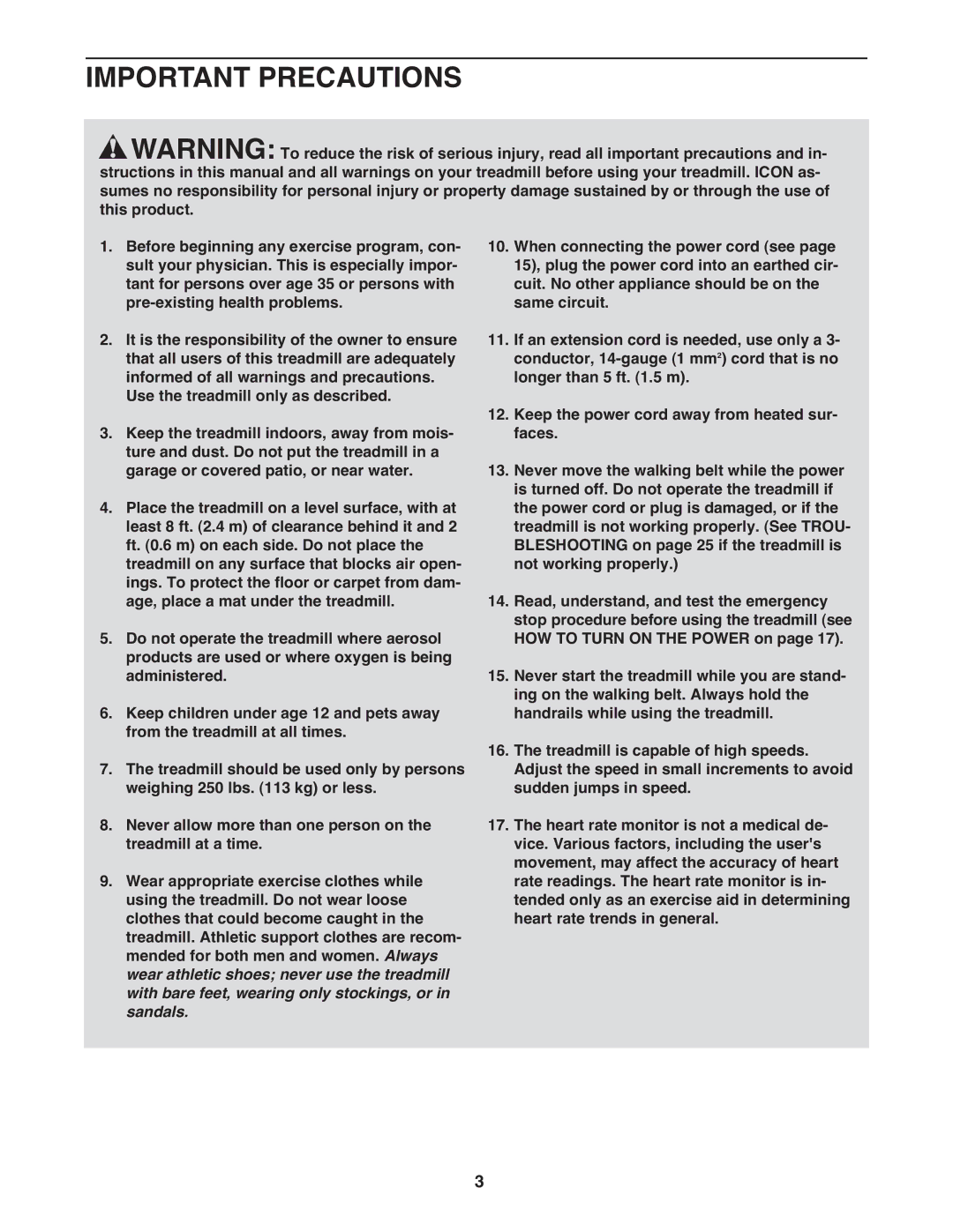 ProForm PATL59910.0 user manual Important Precautions 