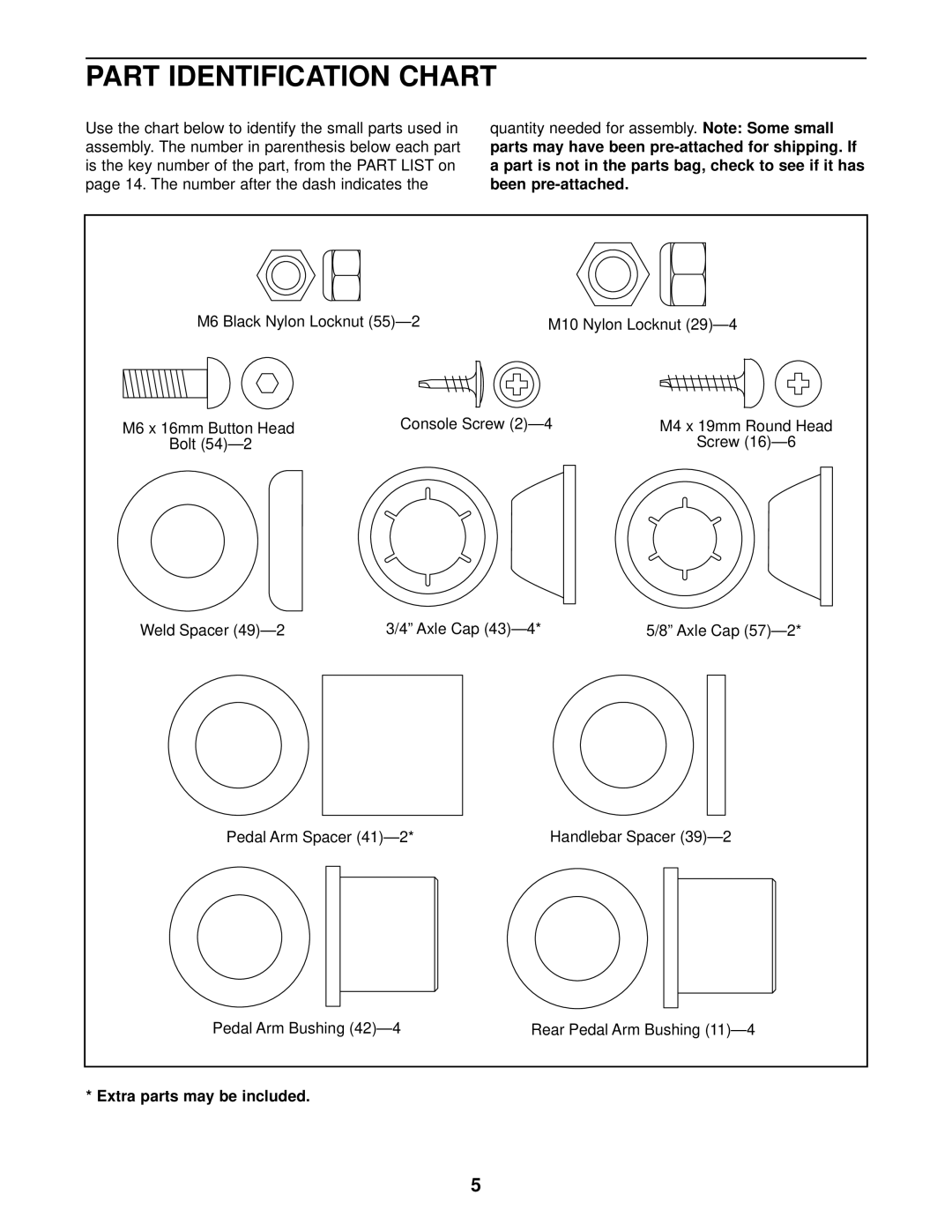 ProForm PCEL87075 user manual Extra parts may be included 