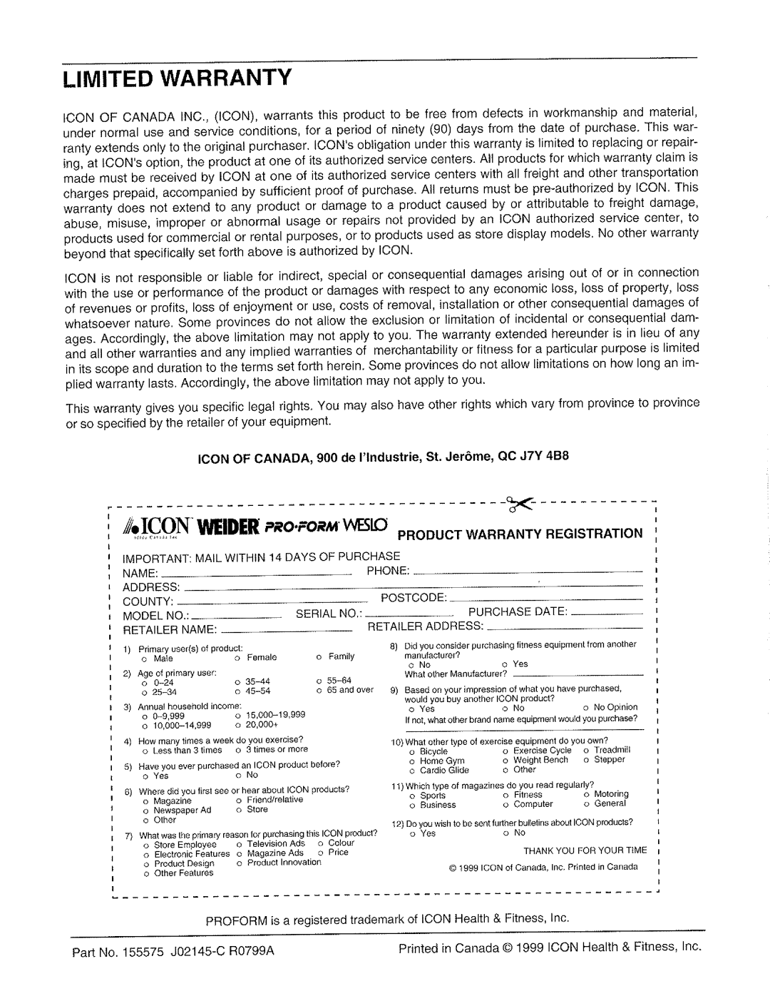 ProForm pctl-43590 manual 