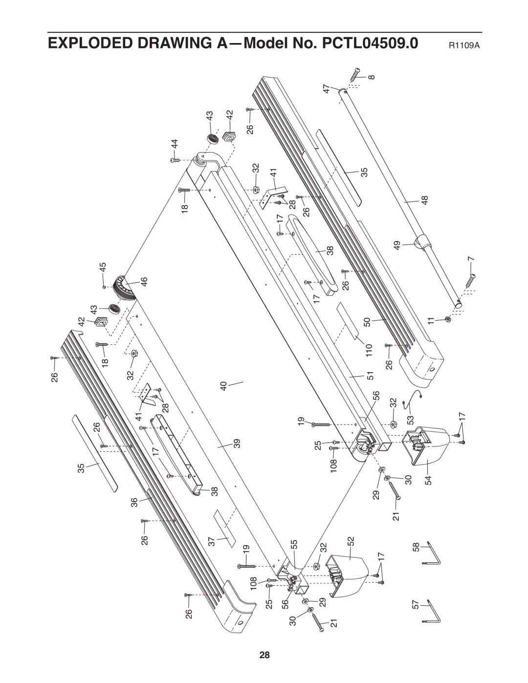 ProForm manual Exploded Drawing A-Model No. PCTL04509.0 R1109A 