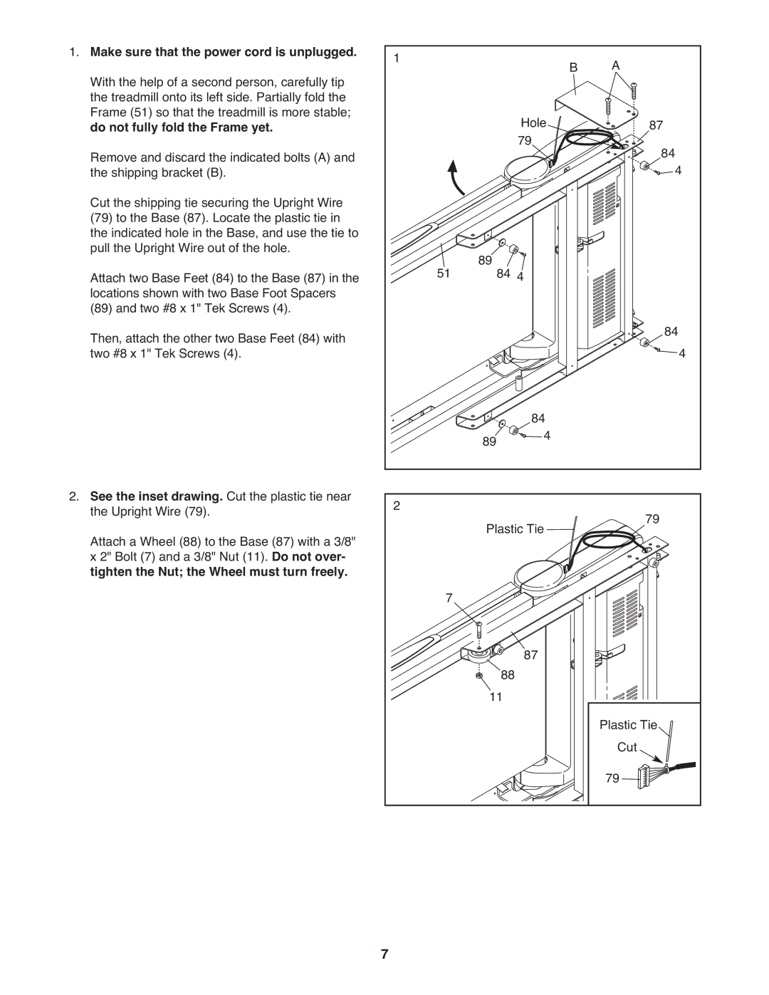 ProForm PCTL04509.0 manual Make sure that the power cord is unplugged, Do not fully fold the Frame yet 