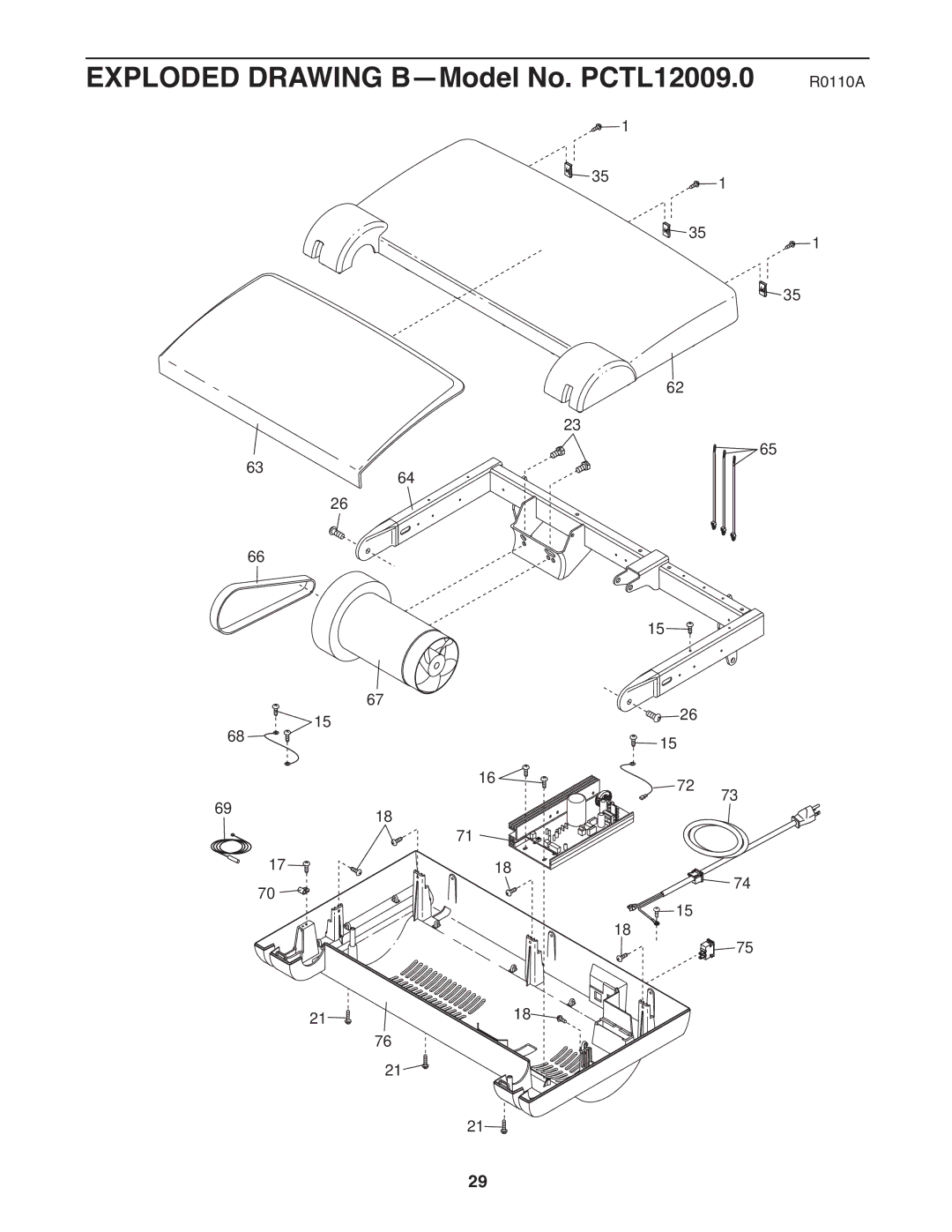 ProForm user manual Exploded Drawing B-Model No. PCTL12009.0 R0110A 